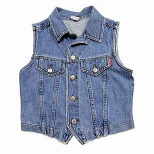 Vintage Bongo Gene Montesano Denim Vest 90s/y2k USA Made Cropped Size Medium